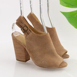 Splendid Womens Kelli Sandal Size 6.5 Tan Suede Slingback Bootie Block Heel Shoe